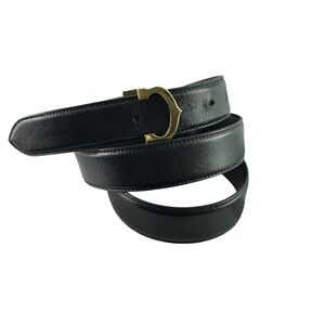 Genuine Vintage CARTIER C Logo Black Leather Belt Reversible 38